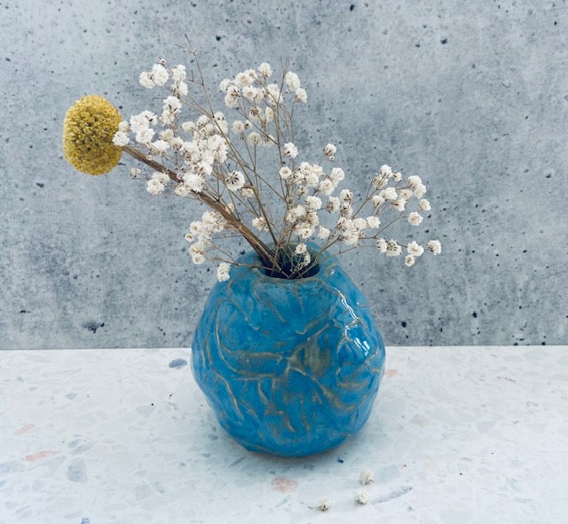 Sea blue bud vase