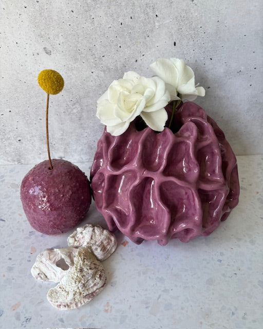 Coral vase in fuchsia