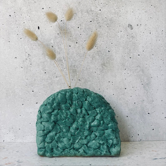 Textured sphere vessel in green