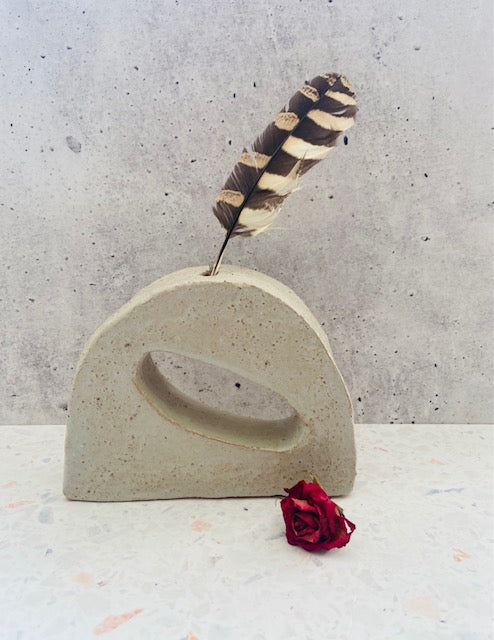 Sphere vessel in textured cream